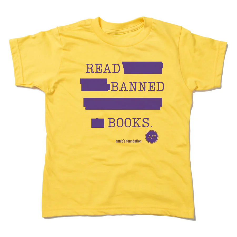 Read banned books kids yellow t-shirt