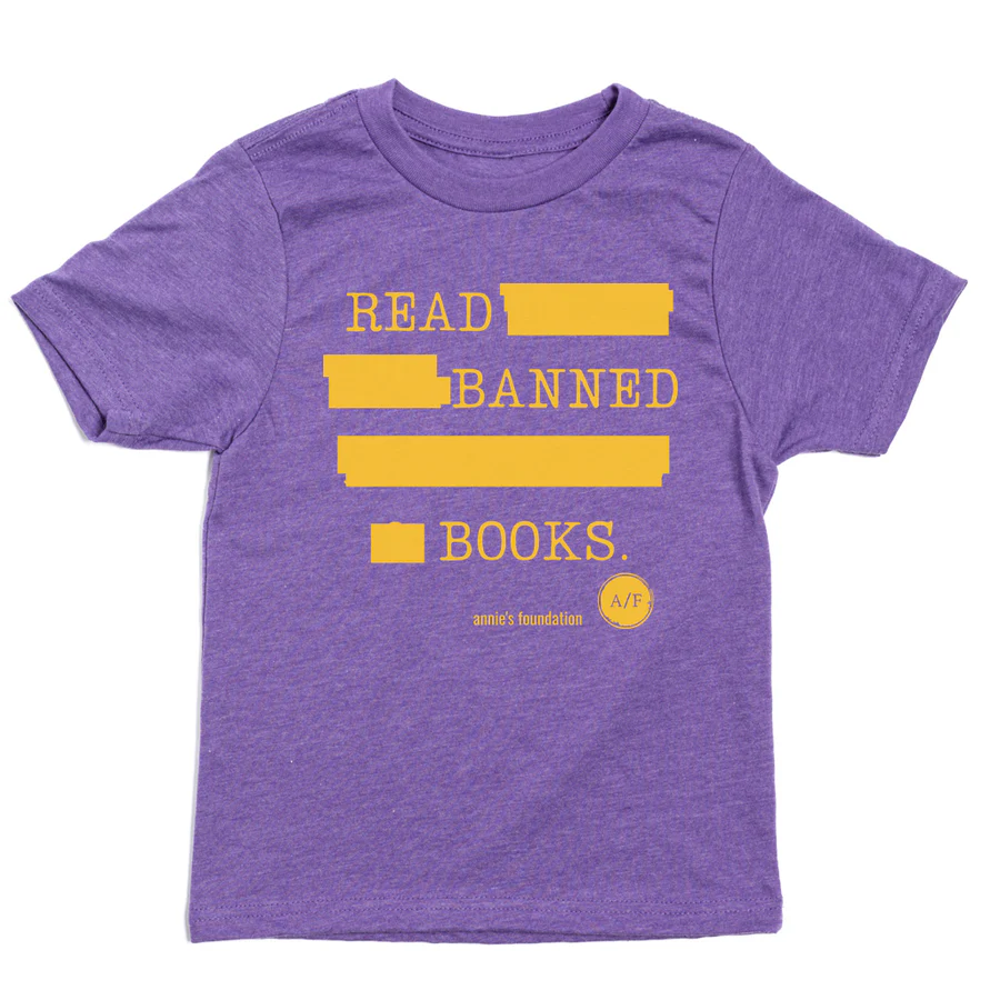 Purple and yellow read banned books t-shirt